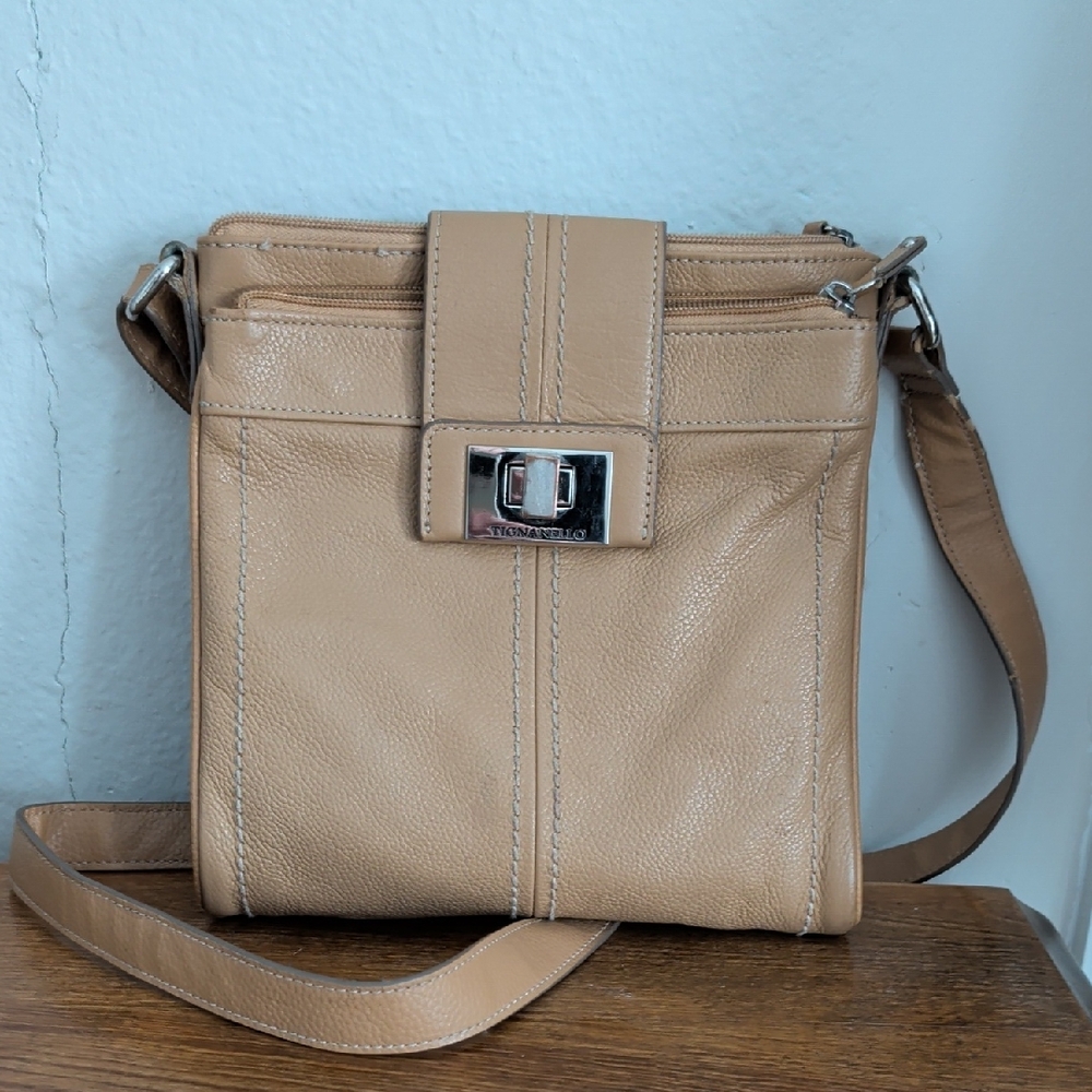 Tignanello Genuine Leather Tan Crossbody Bag